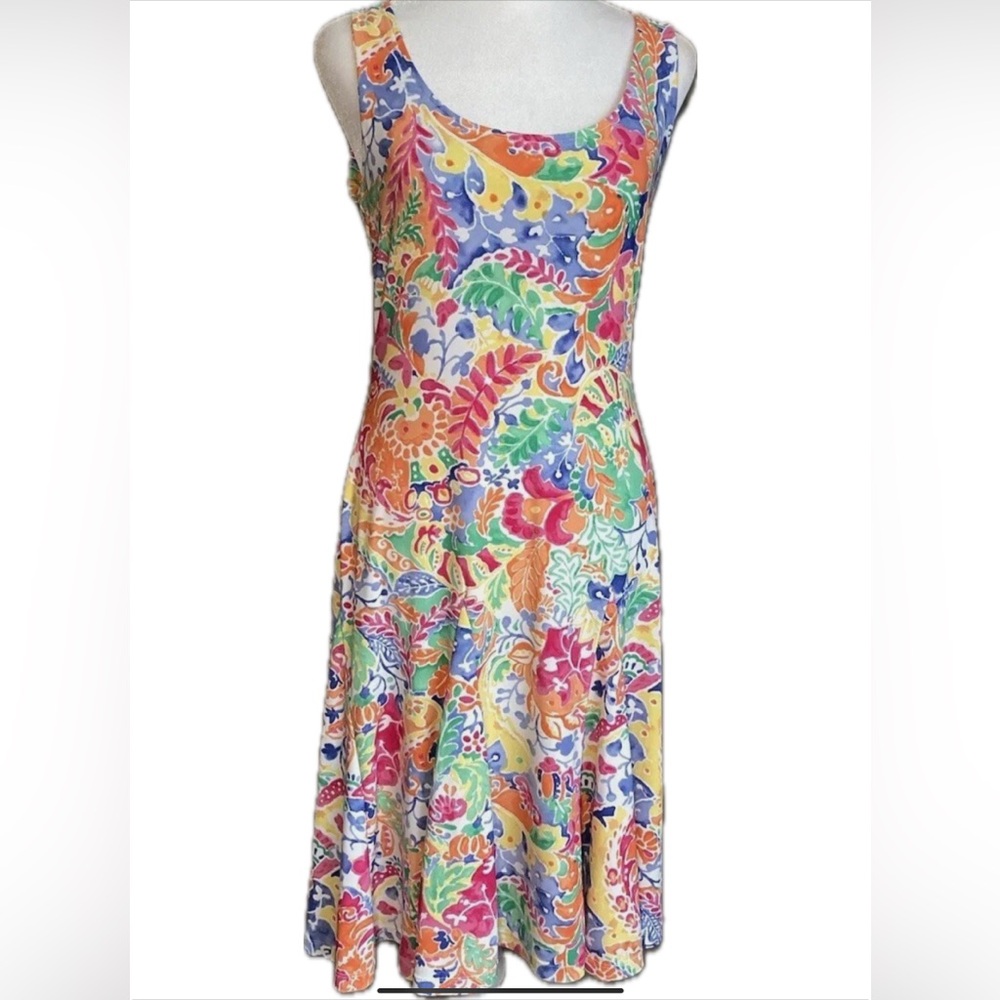 ****Ralph Lauren ****Colourful Floral Fit & Flare Midi  Dress